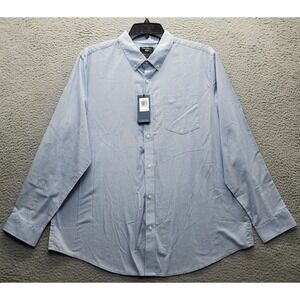 DOCKERS Signature Stain Defender Shirt Mens XL Blue Classic Collared Button Down